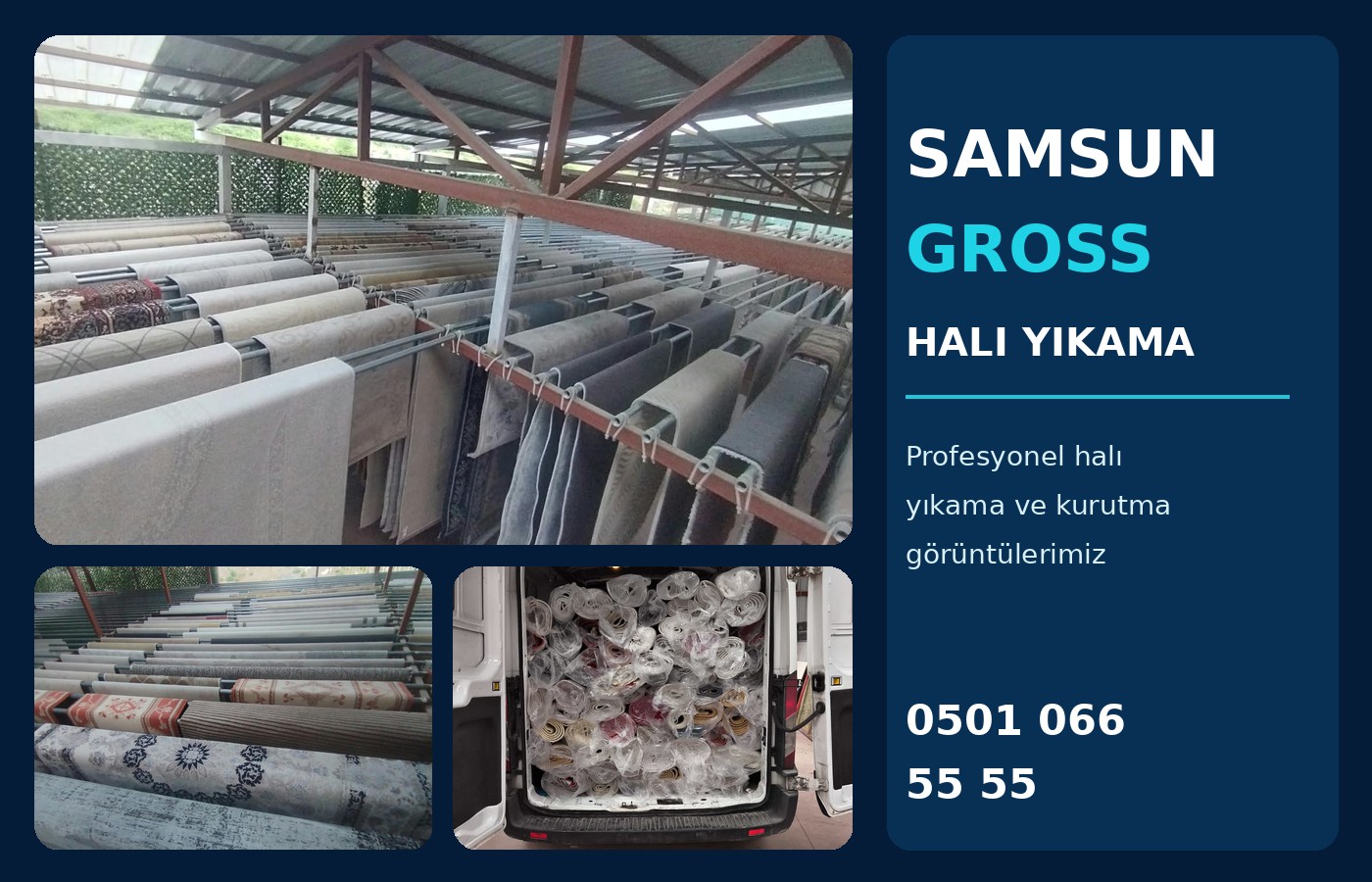 Samsun Gross Halı Yıkama hizmetleri: halı yıkama, stor perde yıkama, yorgan battaniye yıkama ve koltuk yıkama